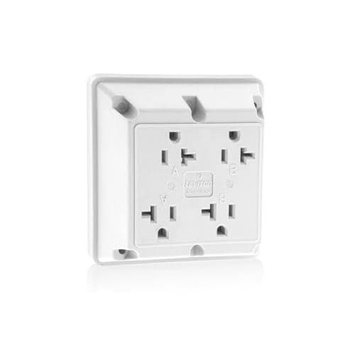 Leviton 21254W - White Quad Outlet Nema6-20r