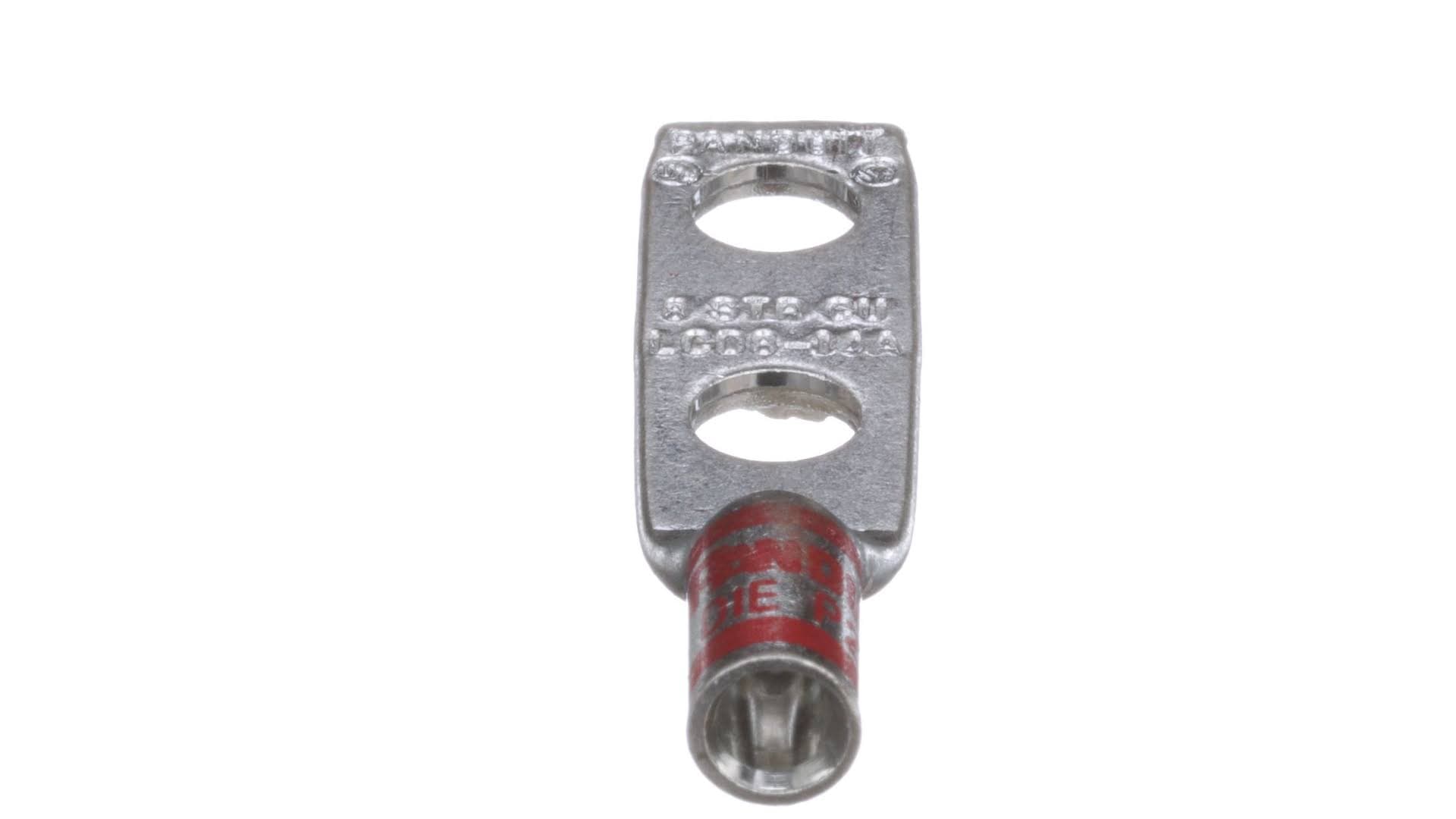 25-units min. Panduit Corporation  #8 Awg Lug, W/insp Window, 2 Hole, 1/4" Stud, 5/8" Space, St - LCD814AL