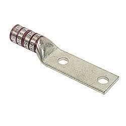 9-units min. ABB Installation Products  Copper Two-hole Lug - Straight Long Barrel - Max 35kv, 4/0 Awg Wire, 3/8 Bolt Size, 1 Hole Spacing, Tin Plated With Inspection Hole, Purple 54 - 256-30695-1117P