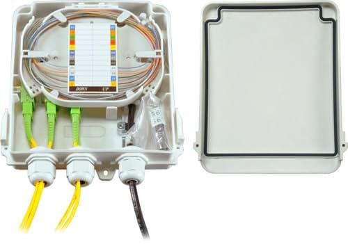 84-units min. Multilink 02011834  Enclosure, Fwp8sc12sp Plastic Fiber Distribution Enclosures. Holds (8) Sc Connectors And (12) Splices With (3) 06559710 Lc/apc Duplex Green Adapters (sc Splx Footprint) - 020-118-34