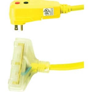 10-units min. US Wire & Cable  "2 ft Yellow 12/3 AWG 15A 125V3 Outlet Right Angle - 50024-US