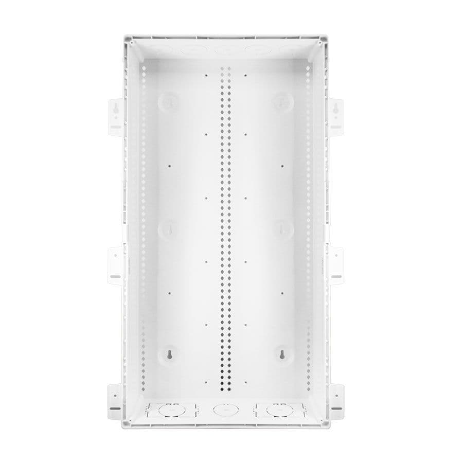 2-units min. Structured Cable Products, Inc.  28" Plastic Media Enclosure- 29”l X 14.25”w X 3.5”, Flush Or Surface Mount – 2x K/o For Elect Gang Box. Large 2.0” Wiring Ko Top/bottom, Ul- 1 Ea/box - HCC-P28-E