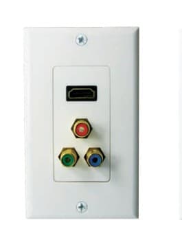 6-units min. Structured Cable Products, Inc.  Hdmi Port Female + 3x Rca (rd,gn,bl) - Decorator Style Wall Plate & Insert, Ul - White - 1 Ea/per Pack - 126-WT