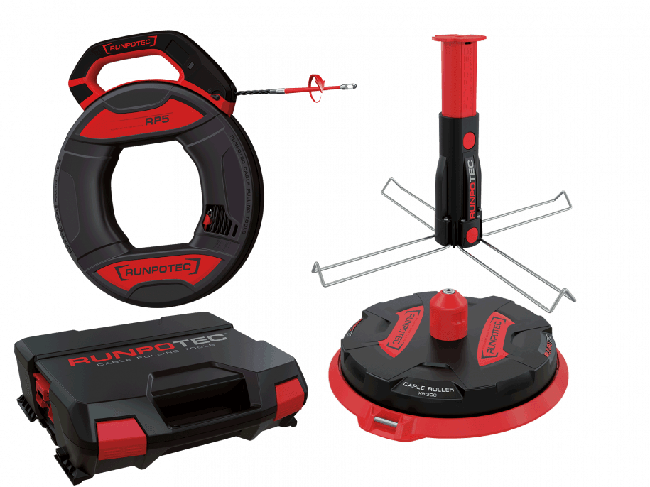 Runpotec 10171 - Fish Tape And X-board Cable Roller And Mandrel Complete Set With Runpo5 Xb300 Mandrel And Case