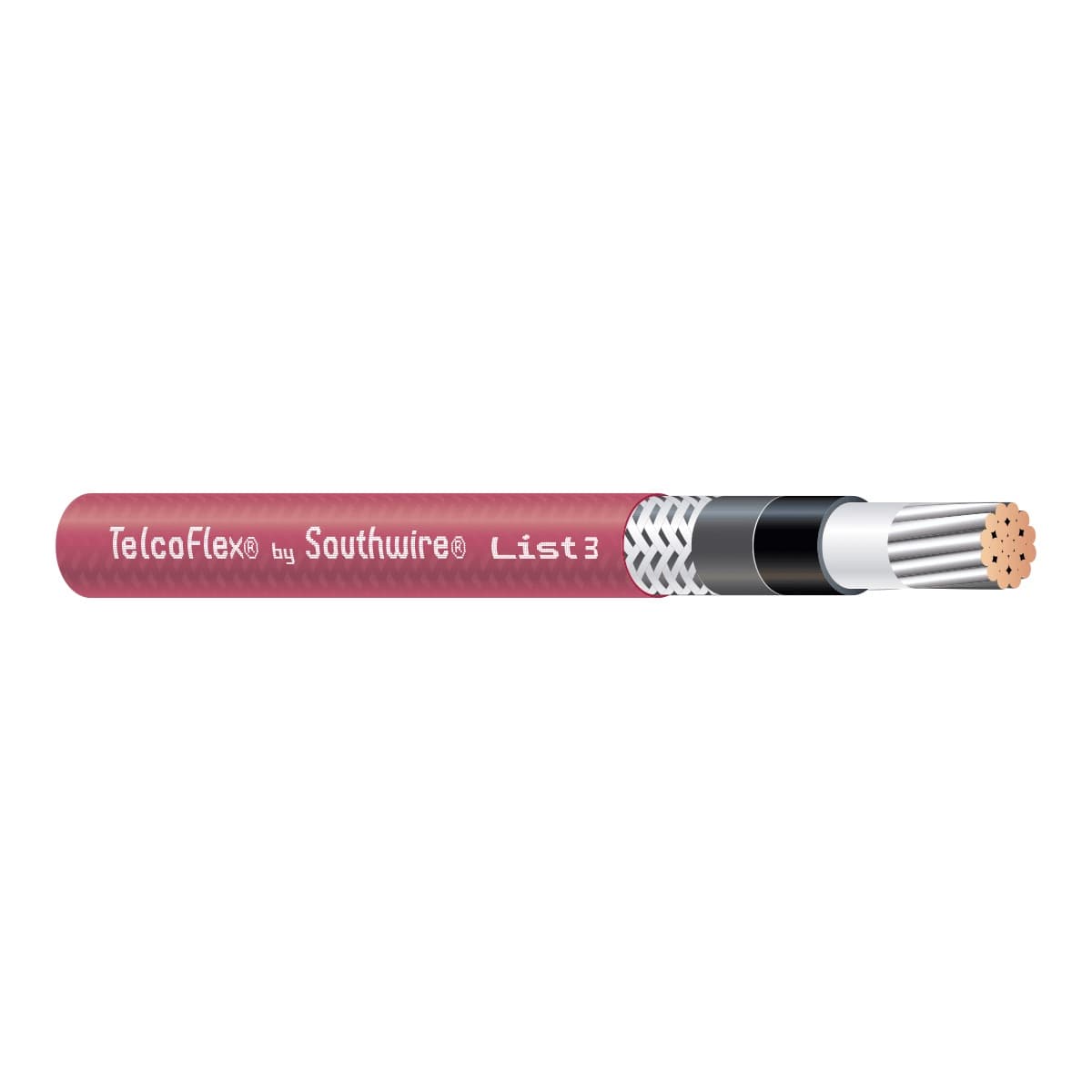 Electro Wire Incorporated 56975801 - Reel, Telcoflex Iii Central Office Power Cable, 2 Awg, Single Conductor, Class B Strand With Braid, Lszh, 600 Volts, Red