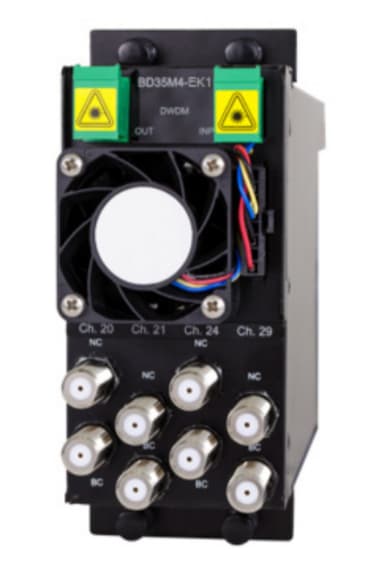 CommScope BD35M4EK4H02FSAS  Ch3 Double Density Mux Backplate; Multiplexes The Output Of A Set Of Four (4) Extmod Transmitters, Model Ht3562h, Of Itu Channels 48, 54, 60 & 61, Into A Single Output (includes Cascade Port); Two (2) Slots Wide, Sc/apc Connectors.