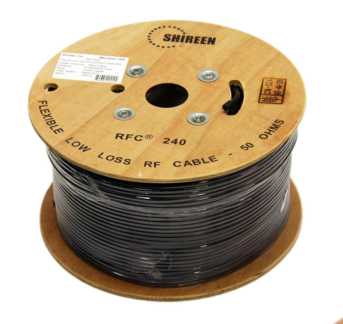 Shireen RFC240-1000 - 240 Series Cable, 50 Ohm Braided Coax Cable, Rg8x Sized Cable. Bulk On 1000' Spool