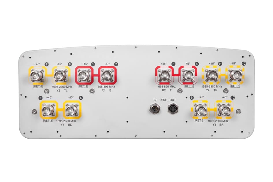 CommScope NNH4-45B-R6 - Commscope, Nnh4-45b-r6, 6ft Ultra-broadband, 12-port Sector Antenna, 4x 698896 And 8x 16952360 Mhz, 45deg Hpbw, 6x Ret: Incl Std Mntg Bracket And Actuators:, 6ft Ultra-broadband, 12-port Sector Antenna, 4x 698896 And 8x 16952360 Mhz, 45deg Hpbw, 6x Ret: Incl Std Mntg Bracket And Actuators: