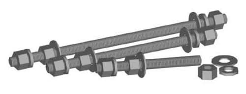9-units min. Rosenberger  THREADED ROD KIT 3/8 x 8 INC NUTS, F/W, L/W (STAINLESS STEEL)(KIT OF 10) - TH478-CH388S