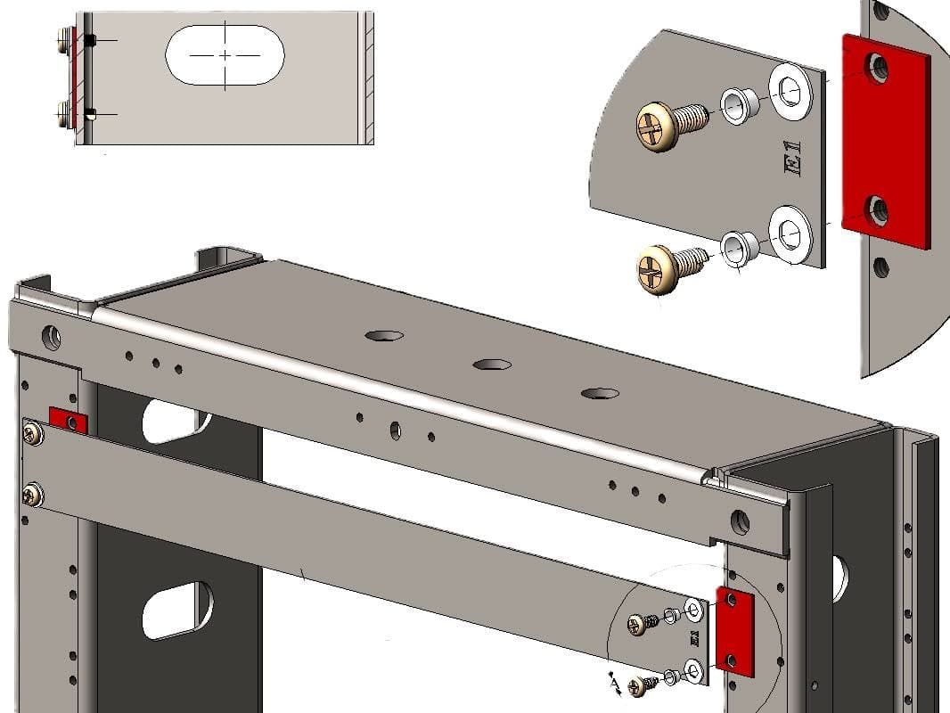 12-units min. Central Steel Fabricators  1ru Adapter Panel Isolation Hardware Kit - Includes Screws, - RAG9001