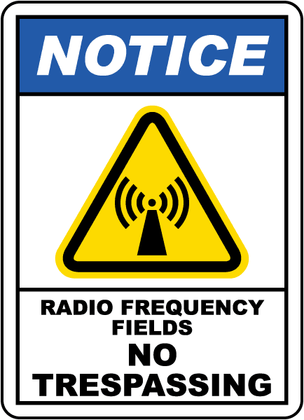 33-units min. Brimar  BLUE 5" X 7" Laminated Plastic Label Sign: Radio Frequency Fields - S-6084