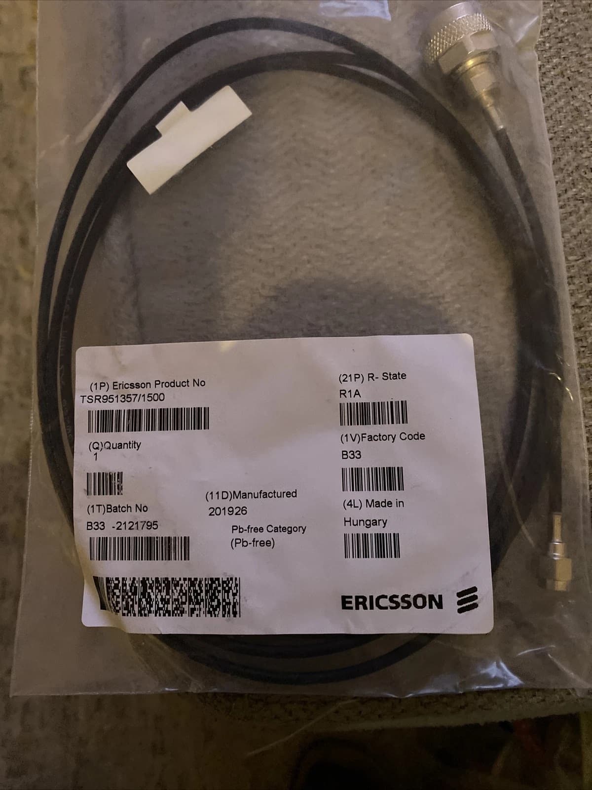 4-units min. Ericsson  Jumper N(m)-sma(m) 1.5m - TSR951357/1500