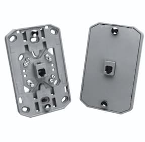 42-units min. Premier  Wall Jack Assembly All Plastic 6 Conductor Ash.  Jack Assembly Includes Mounting Brackets Plastic Base And Cover Screw Terminals And Mounting Screws. - PT-630AP-6-44