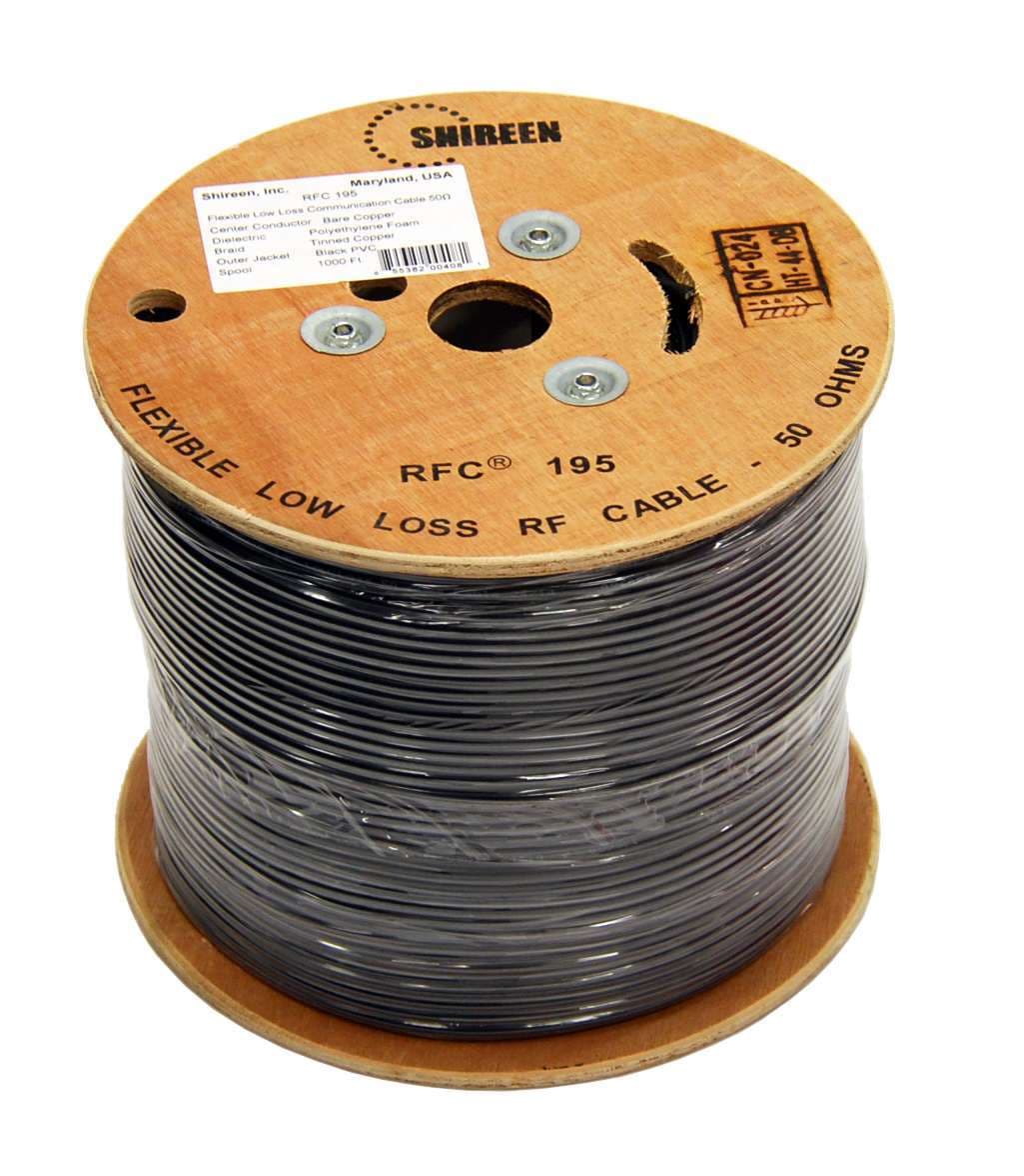 Shireen RFC195-1000 - 195 Series 50 Ohm Braided Coax Cable, Rg58 Sized Cable. Bulk On 1000' Spool