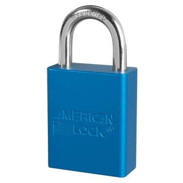 6-units min. Master Lock  ANODIZED ALUMINUM SAFETY PADLOCK, 1-1/2IN (38MM) WIDE WITH 1IN (25MM) TALL SHACKLE, KEYED ALIKE - A1105