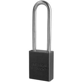 10-units min. Master Lock  BLACK ANODIZED ALUMINUM SAFETY PADLOCK, 1-1/2IN (38MM) WIDE WITH 3IN (76MM) TALL SHACKLE, KEYED ALIKE - A1107KABLK