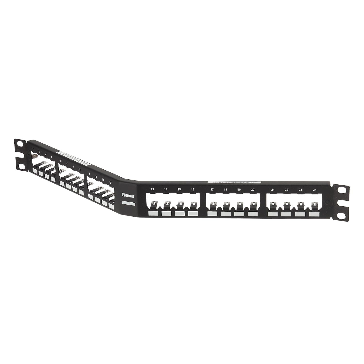 Panduit Corporation CPA24BLY - Mini-com  Rj45 Jack Module Patch Panel, 24-port Rj45 Jack Module, Shielded,  Angled Design, 19"w-1ru,  Black