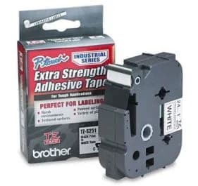 Brother Mobile Solutions TZES211 - Ptouch Tape Blk On Wh 1/4in Strong Adhesive