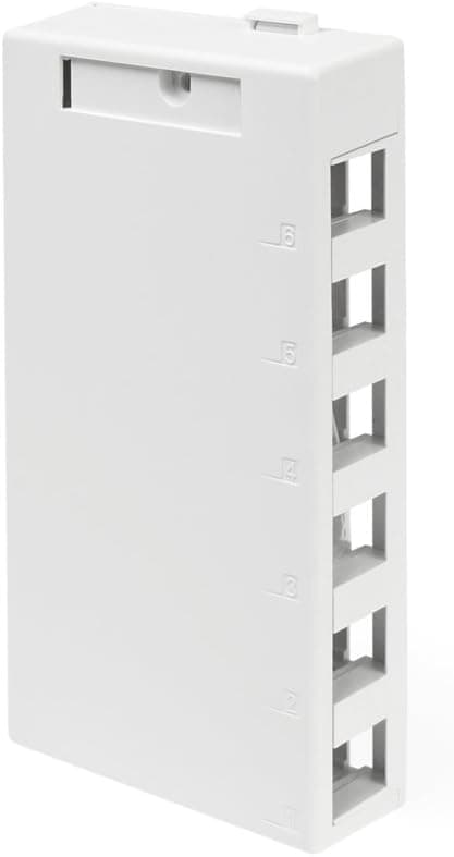 69-units min. Premier Surface Mount Housing Six Port In White. Keystone Style With Snap-on Cover And Double Sided Adhesive Mounting Strip. Will Accept Modular Keystone Style Inserts. - PT-KSH6-85