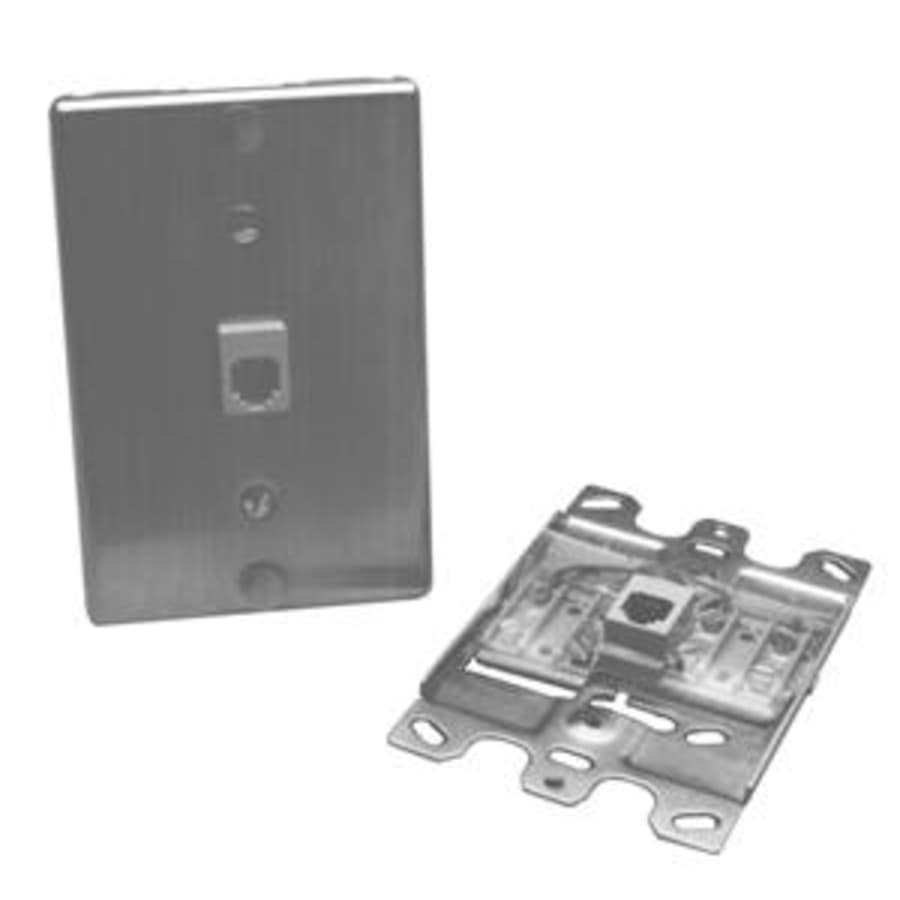 Premier PT-630AD-6 - Wall Plate Jack Assembly 6 Conductor Steel.  The Assembley Includes A Steel Base With Screw Terminals And A Stainless Steel Cover With Two Lugs For Mounting A Wall Phone.
