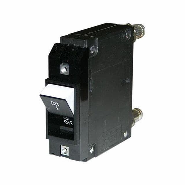 5-units min. Airpax Breaker, 15A Bullet, Black Handle 3 Pin, w/alarm strap - LELK1-1REC4-30326-15