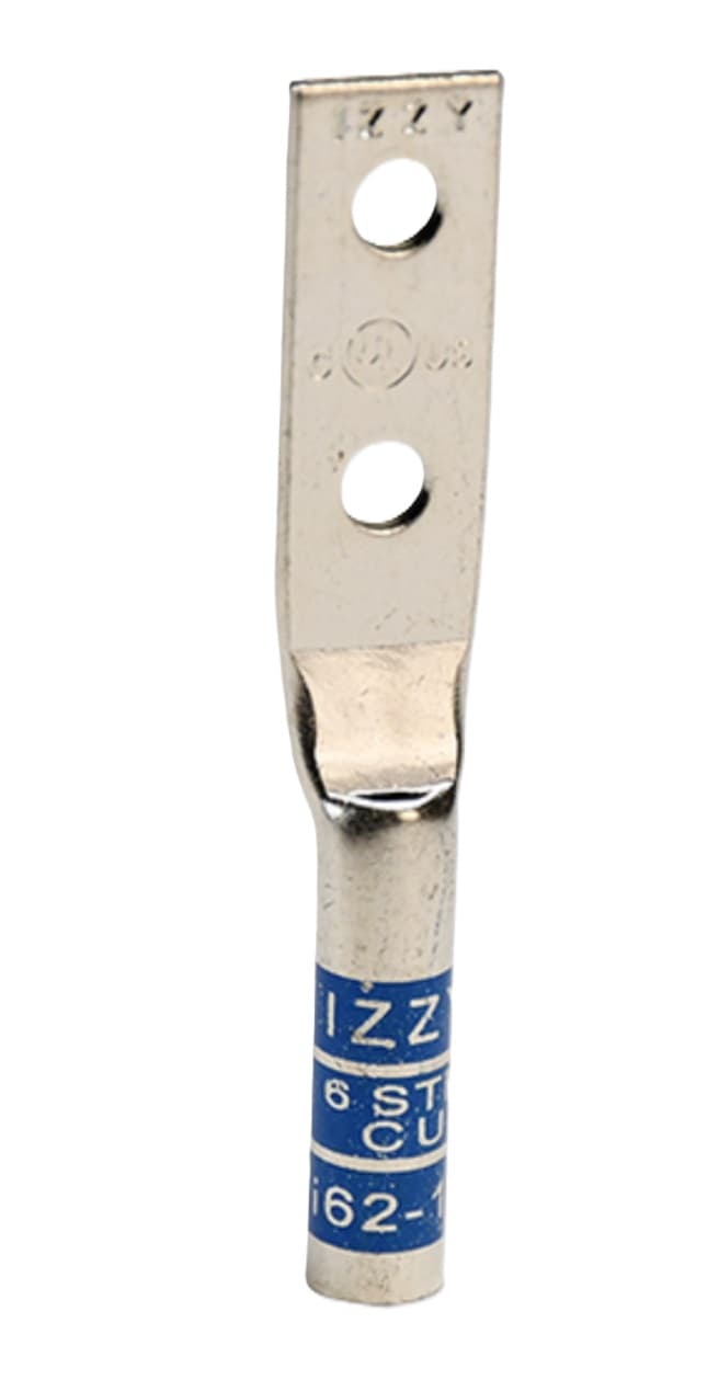 45-units min. Izzy Lugs #6 Stranded 2 Hole, #10 Hole, Copper Compression Lug With Inspection Window, .5/8in Spacing - i62-10