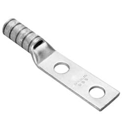 12-units min. Burndy Copper Compression Lug, 2 Hole W/ Inspection Window, 4/0 Flex, 1/4 Stud, 5/8 Stud Hole Spacing, Short Barrel, Tin Plated - YAV28L2TC14FX