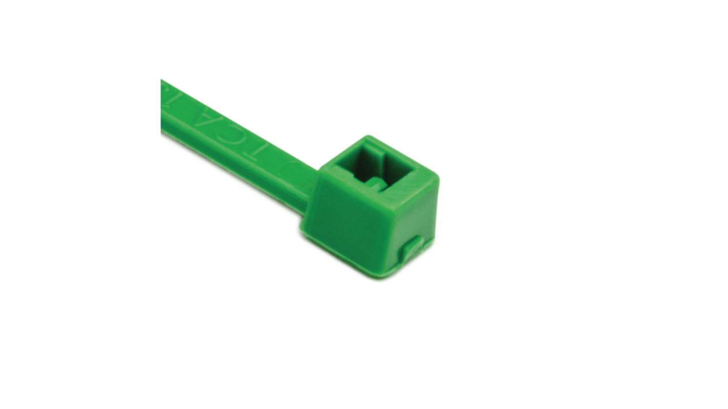 1667-units min. HellermannTyton 116-01815 - T18R-PA66-GN Cable Tie, 4 in / 100 mm, Green PA66, 18 lb / 80 N, 100-Pack