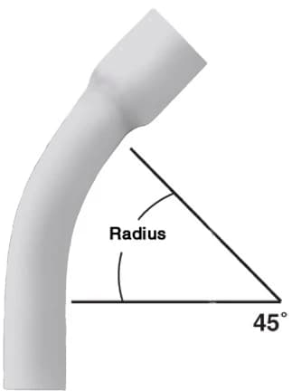3-units min. Commodity Vendor NICSPV000535 - 5" x 45° x 36" Radius Schedule 40 PVC Conduit Sweep, Belled End