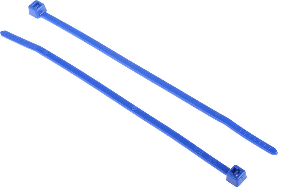 1000-units min. HellermannTyton 116-01816 - T18R-PA66-BU Cable Tie, 4in Blue PA66, 18 lb Tensile, Inside Serrated, 100/pk