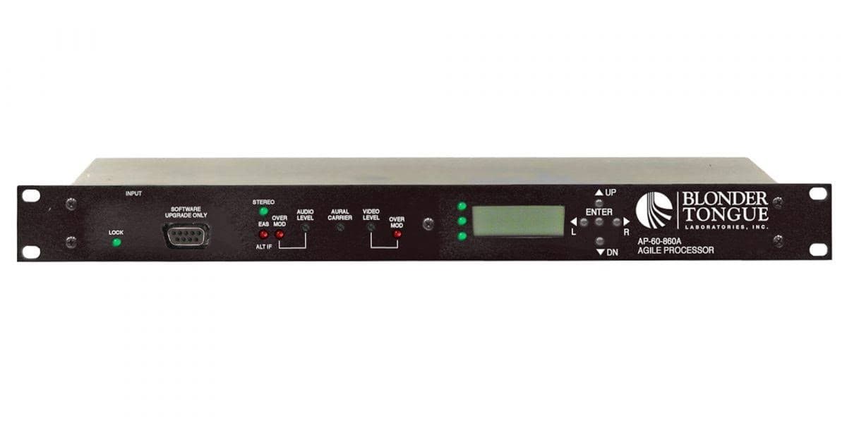 2-units min. Blonder Tongue Laboratories, Inc. 1019 / AP60860A Agile Processor With Eas 54860 Mhz Input,+60 Dbmv(+55 Digital),54860 Mhz Output - 1019 / AP-60-860A