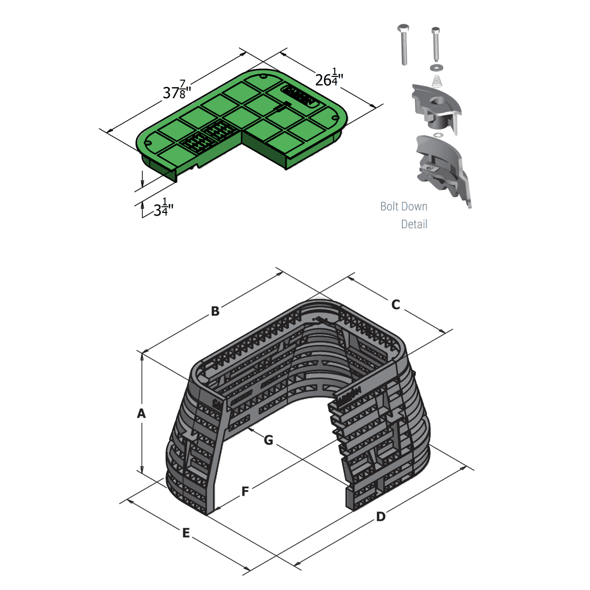 Oldcastle Building Envelope - Green Pedestrian Vault Blank 24x36x24 - 24361073